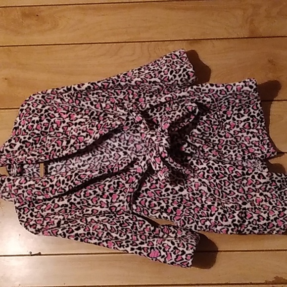 Victoria Secret PINK heart fleece robe with belt #pockets - Picture 3 of 8